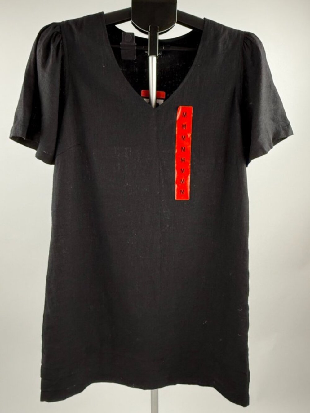 Original Nicole Miller Black Linen Blend Puff Sleeve Tunic Dress M NWT
